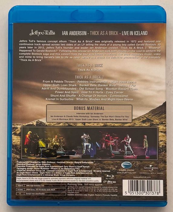 Blu-Ray_Jethro Tull´s Ian Anderson - Thick As A Brick Live in Iceland.