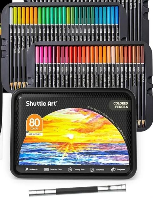 Kredki kolorowe z miękkim rdzeniem Shuttle Art 80 sztuk