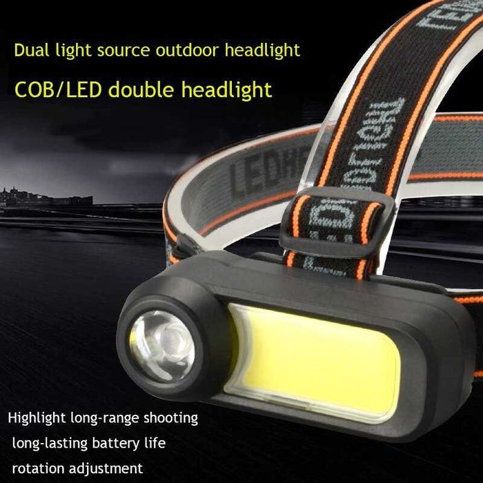 lanterna de cabeça  bateria incluida  foco pilha running trail LED+COB