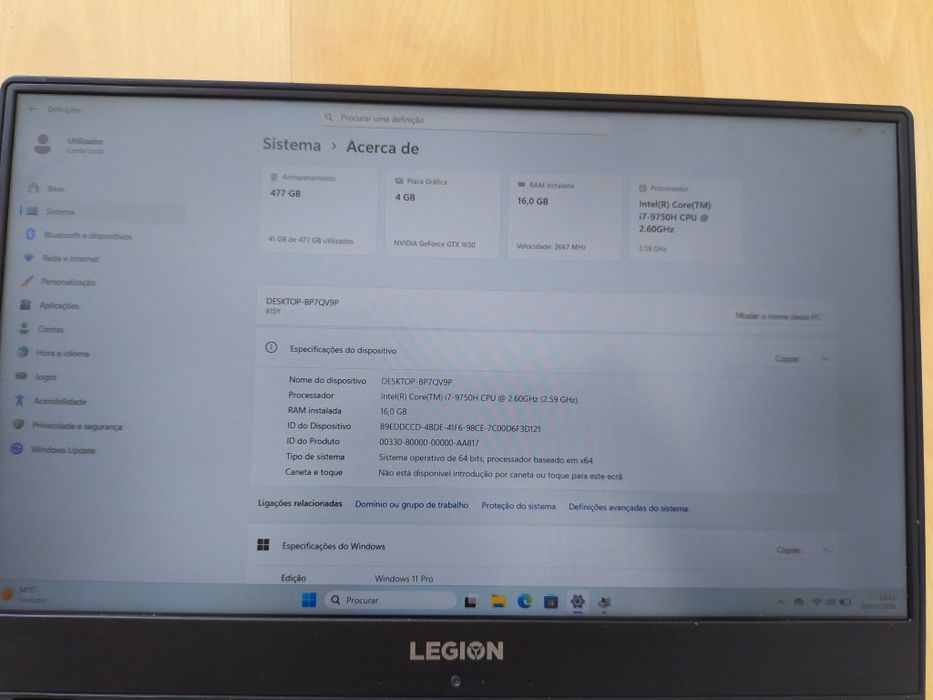 Portátil da Lenovo