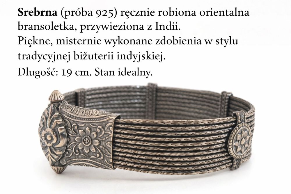 Srebrna bransoletka 925 orientalna 48.5gram