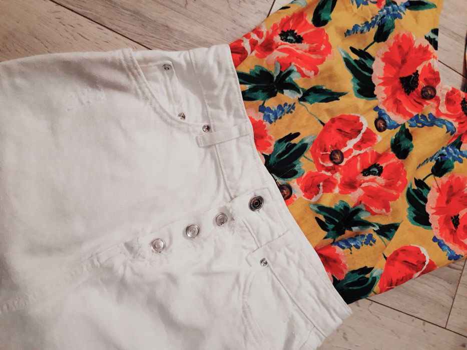 Spodniczka biała jeans zara xs 34 s 36