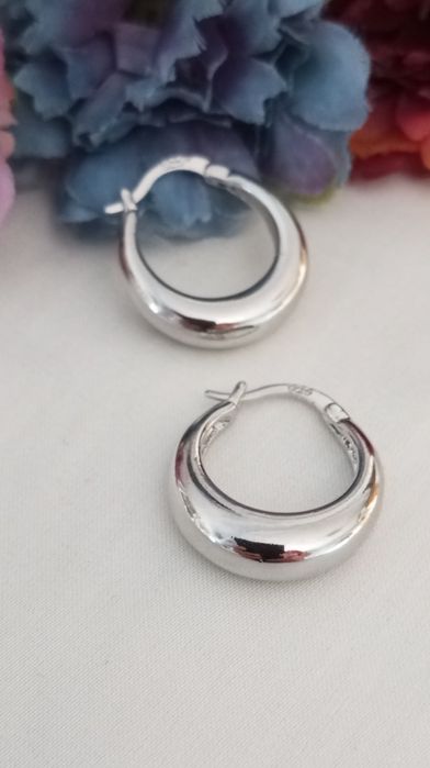 Srebrne Modne must-have kolczyki kółeczka koła grubsze, szersze jak An