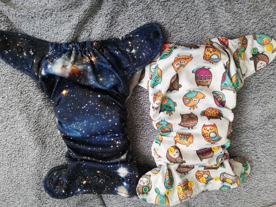 Pieluszki wielorazowe aio sówki galaktyka kosmos hand made