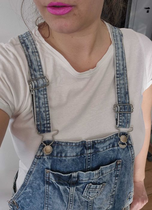 Ogrodniczki kombinezon na lato dżinsowy jeans plus size wygodny XL