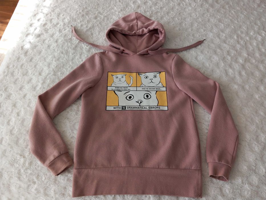 dziewczęca bluza z kapturem arktyczny róż KOT Sinsay rozmiar XXS