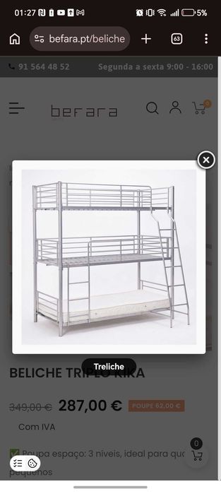 Cama tripla com marcas de uso mas está boa