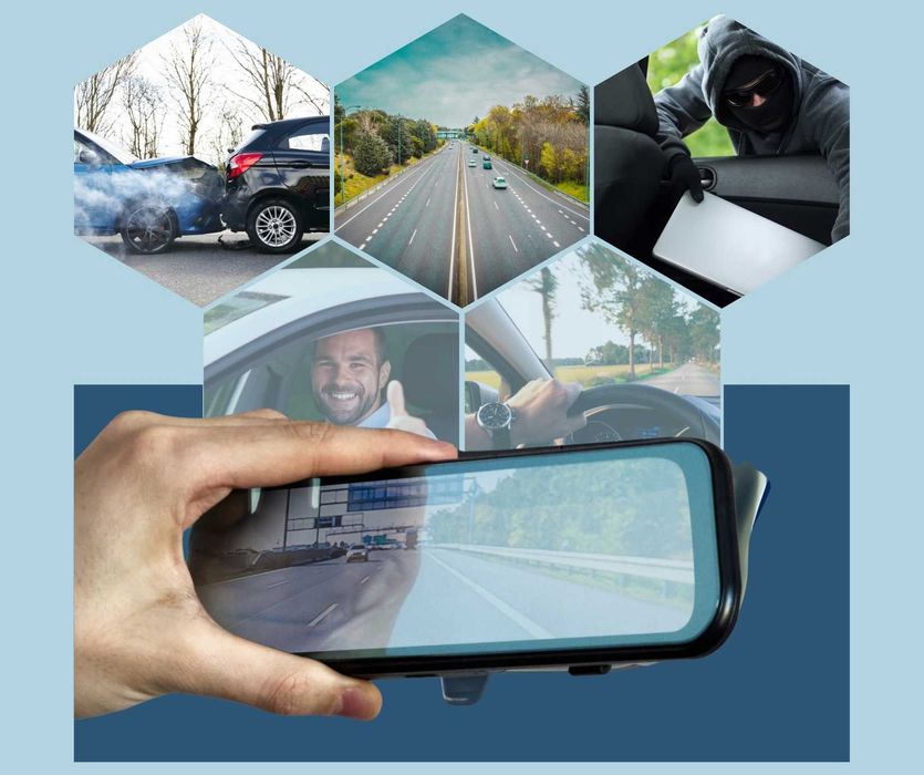 Lusterko rejestrator jazdy  Full HD  Kamera cofania   czujnik wstrząsu