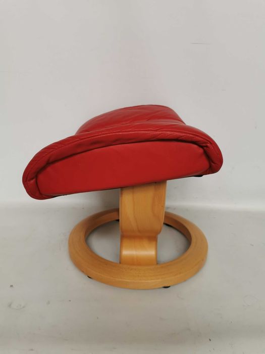 pufa podnóżek SKÓRA skórzany Ekornes stressless 56x38x41 czerwony