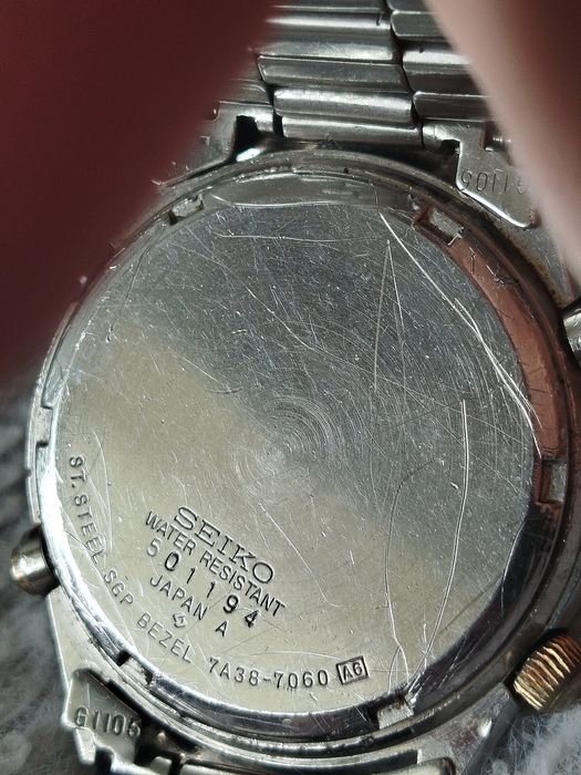 Zegarek Seiko Quartz Chronograph 7A38-7060 silver gold two tone