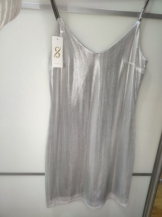 Sukienka srebrna NOWA SUGAR FREE Elegancka