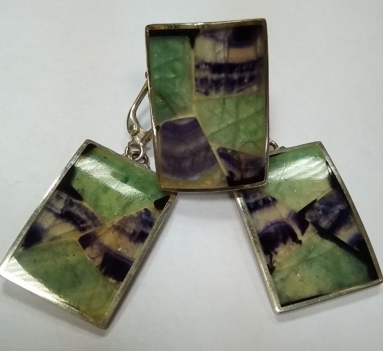 Комплект с флюоритом. Флюорит. Мозаика. Ручная работа.