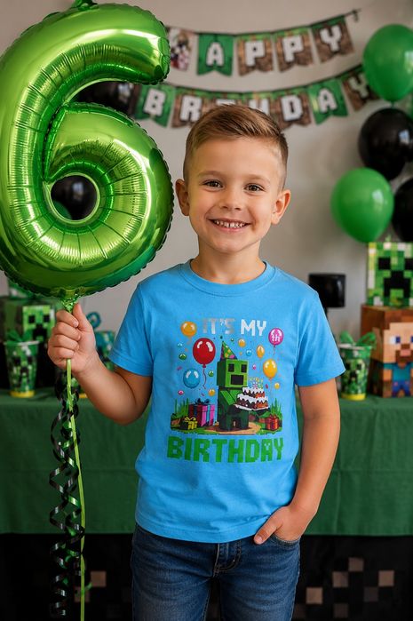 Koszulka urodzinowa w stylu Minecraft – rozmiar 116/120
