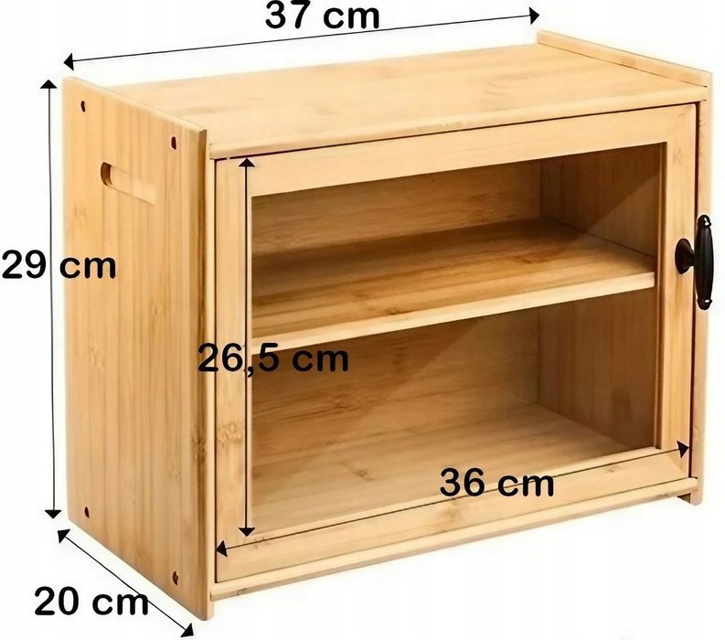 Chlebak drewniany pojemnik na chleb bambusowy 37x29x20