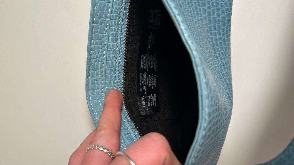 Torebka mała na ramie ASOS lata 90 niebieska "skóra krokodyla"