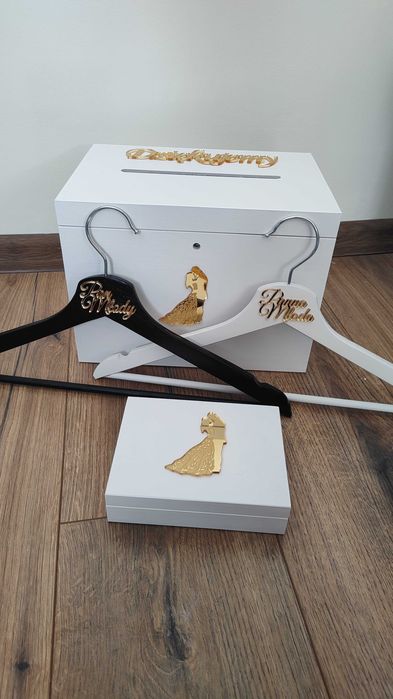 pudełko na obrączki skrzynka na koperty wieszaki ślub wesele nowe