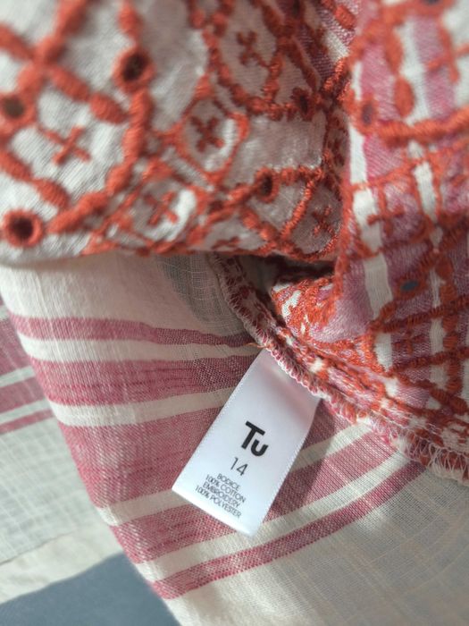 Bawełniana bluzka koszulwa bez rękawów ażurowa bluzka na lato 42 / XL