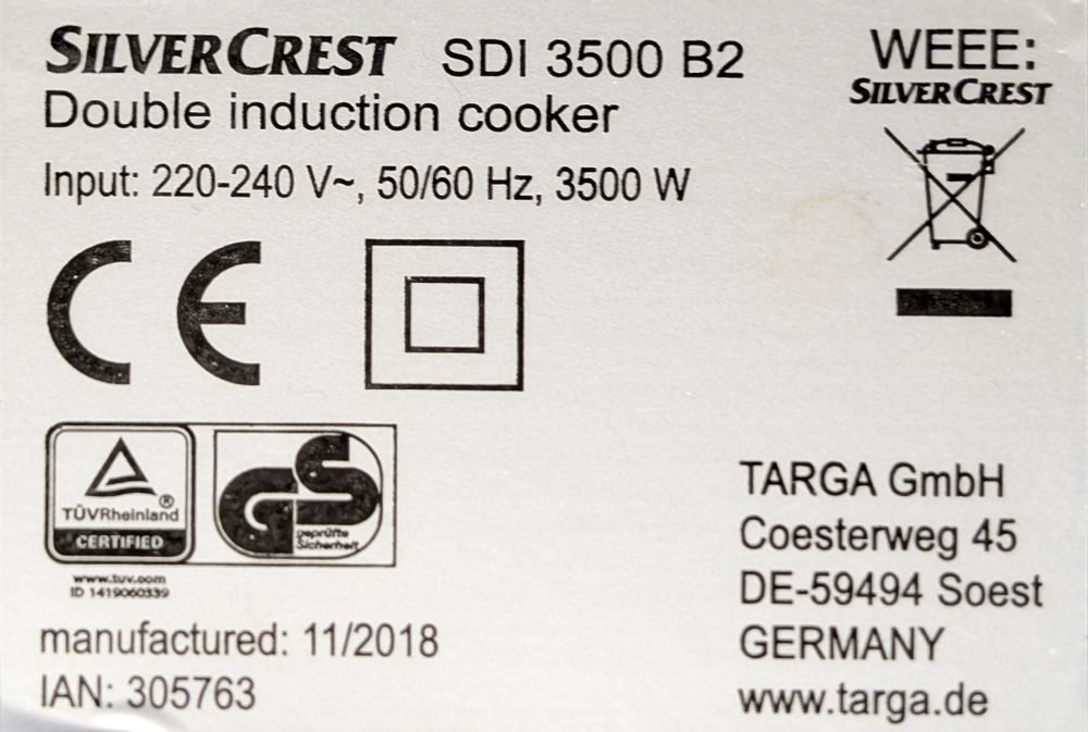 Kuchenka Indukcyjna Silver Crest