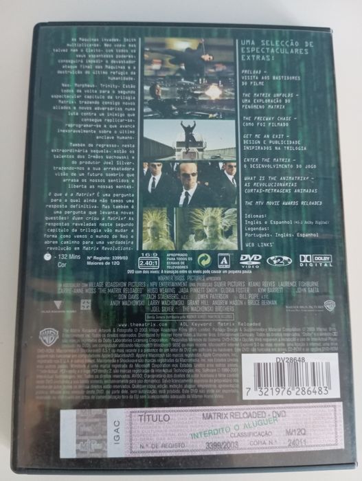 Matrix Reloaded versão Keanu reeves com Disco de extras