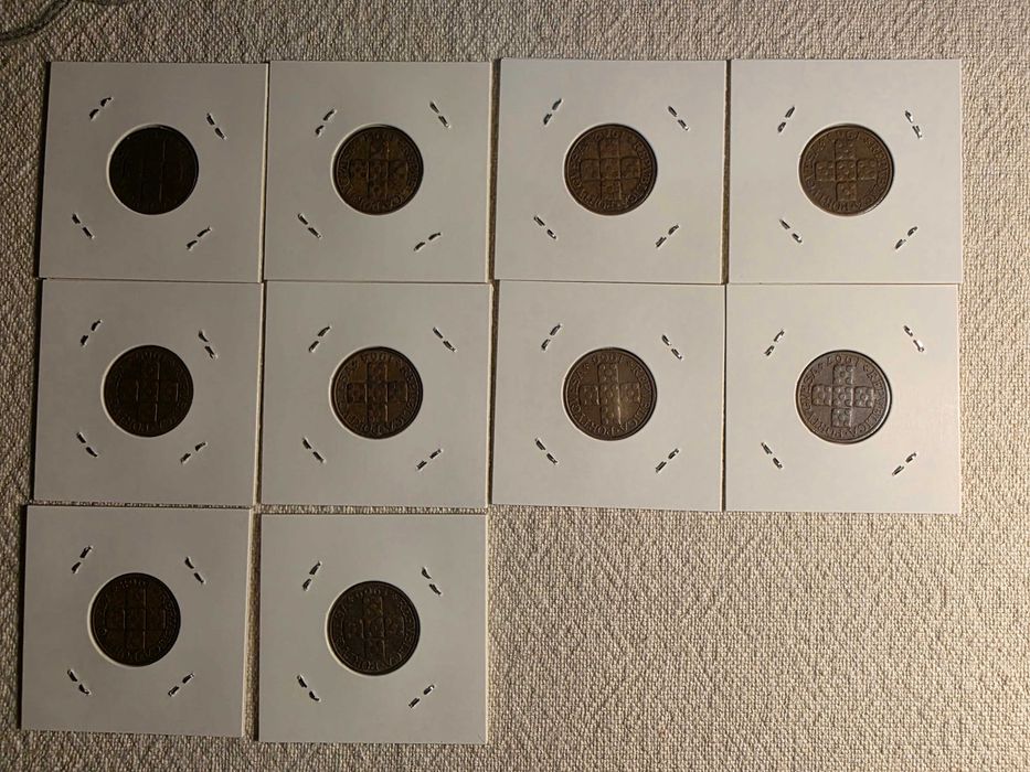 10 moedas de XX centavos de diversas datas
