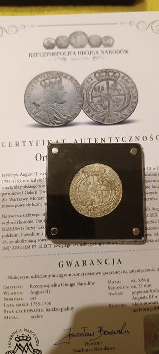 Srebrny ort Augusta lll Wazy