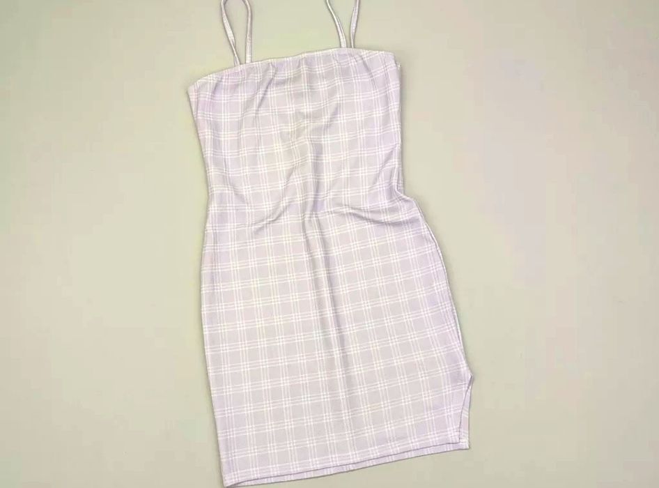 Jasna liliowa biała krótka sukienka shein S