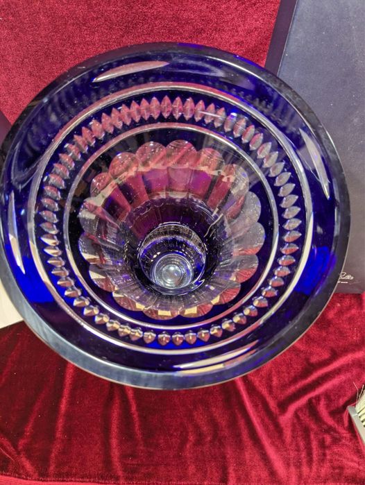 Vase Cristal Baccarat St Louis XXL Bleu Cobalt Cristal De Boheme