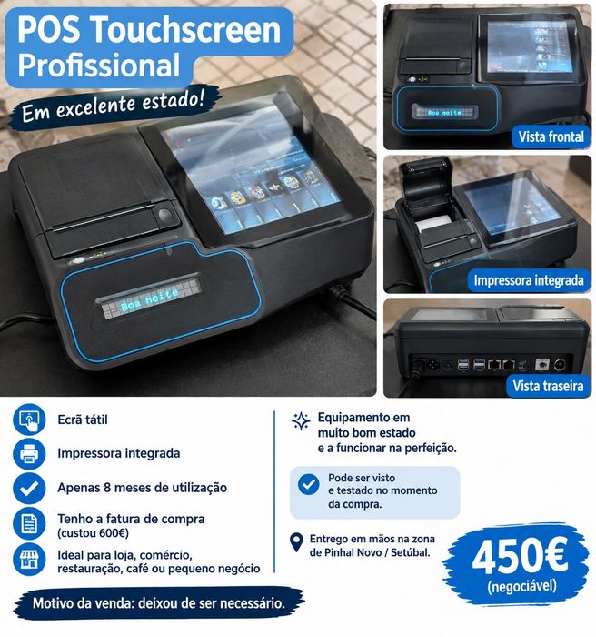 POS Tátil Profissional Completo com Impressora de Talões
