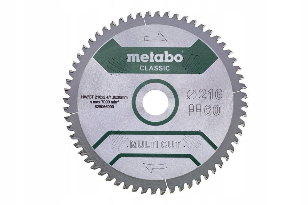Piła Tarczowa Multi Cut Classic 216*30Mm Z60 Metabo