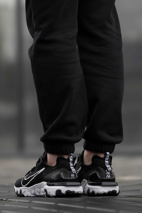 Літні кросівки Nike React Vision Black White (41-45) — дихаючі чоловічі, легкі, комфортні на спеку | Найк Реакт Віжн чорні білі
