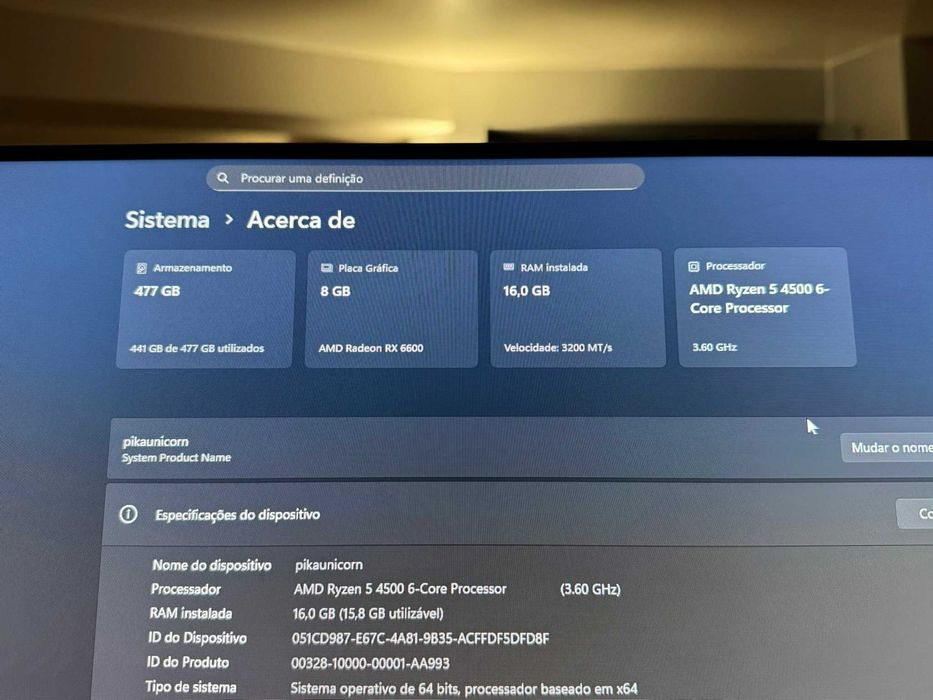 Computador fixo | AMD Ryzen 5 / AMD Radeon RX / 512GB / 16GB