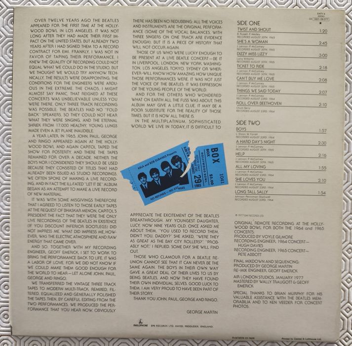 The Beatles - At The Hollywood Bowl LP