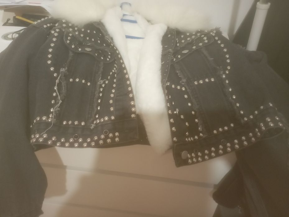 Casaca de ganga oversize com brilhos