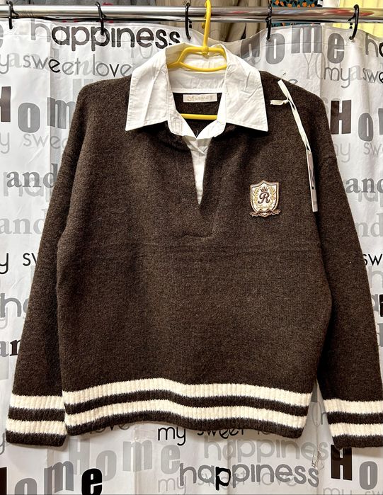 Свитер женский, двойка, полувер оверсайз, тёплый. Италия, 46- 52