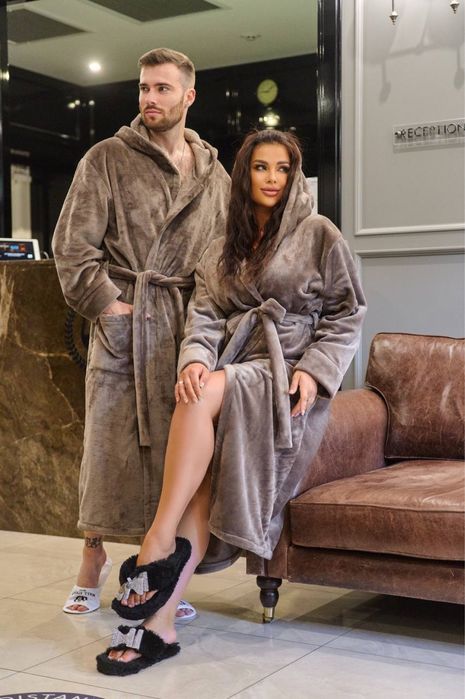 Халат чоловічий / жіночий махровий . Теплі халати однотонні