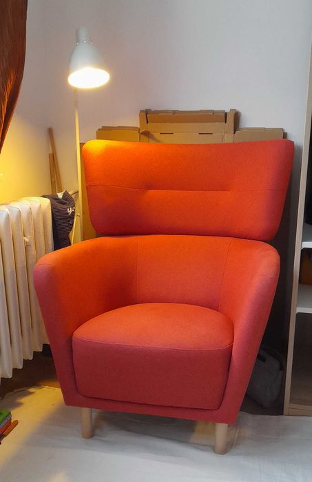 Fotel uszak, Ikea OSKARSHAMN, Tonerud czerwony