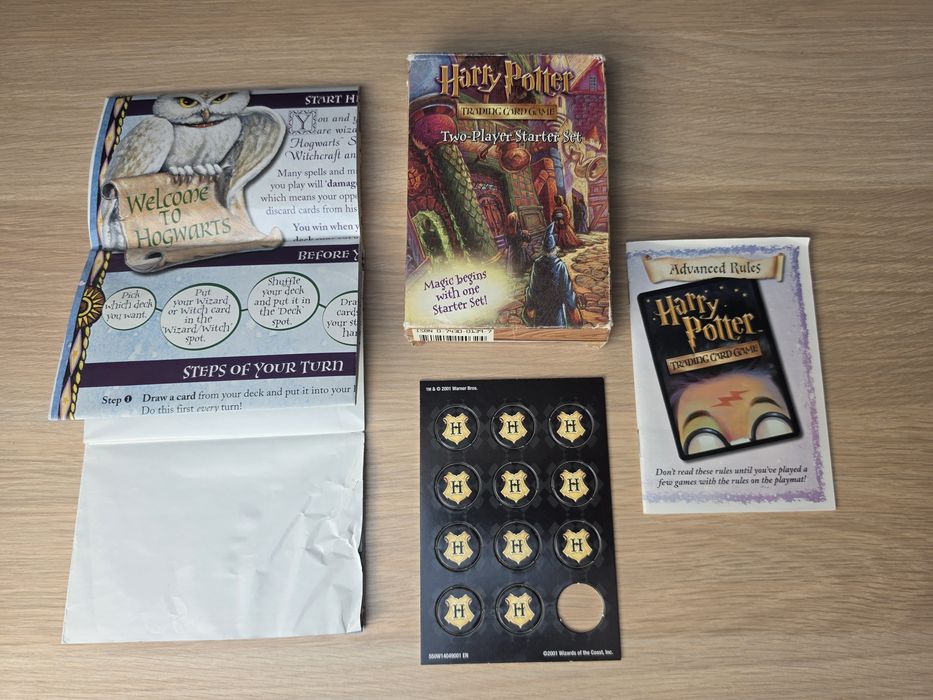 Harry Potter Trading Card Game 2001 - pudełko i dodatki po starterze