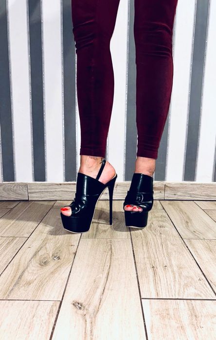 160/ Szpilki OD RĘKI 39 seksowne sandały otwarta pięta 17 cm 36-50 EU