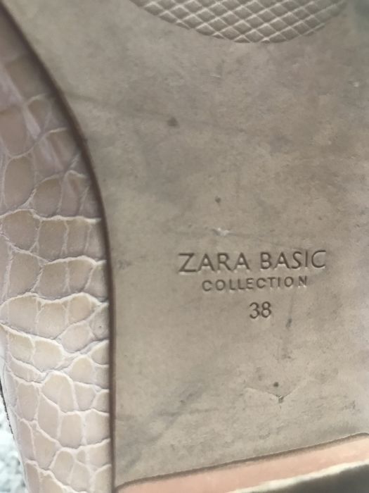 Zara baleriny, na plaskim, rozmiar 38, beżowe, skóra