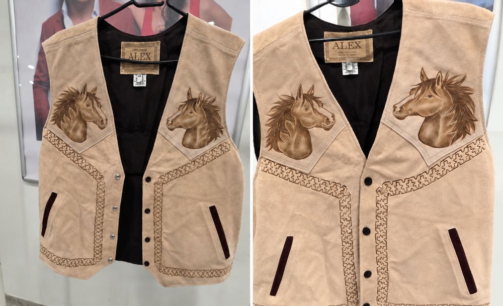 Zamszowa kamizelka unisex HORSES (Styl Kowbojski / Western / Vintage) ALEX