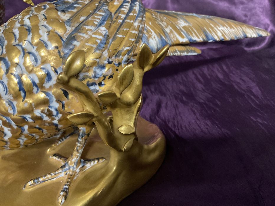 Par de faisões vista alegre pintura a ouro ,Discrição abaixo
