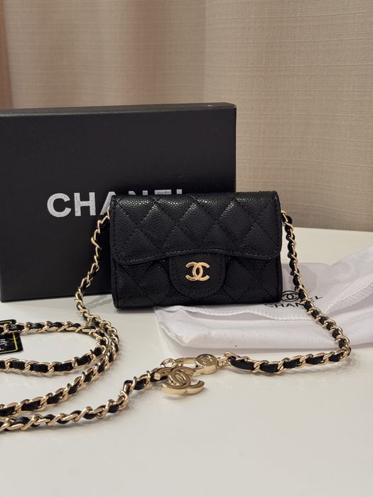 Мікро-сумочка гаманець на ланцюжку Chanel шанель на пояс шкіра міні