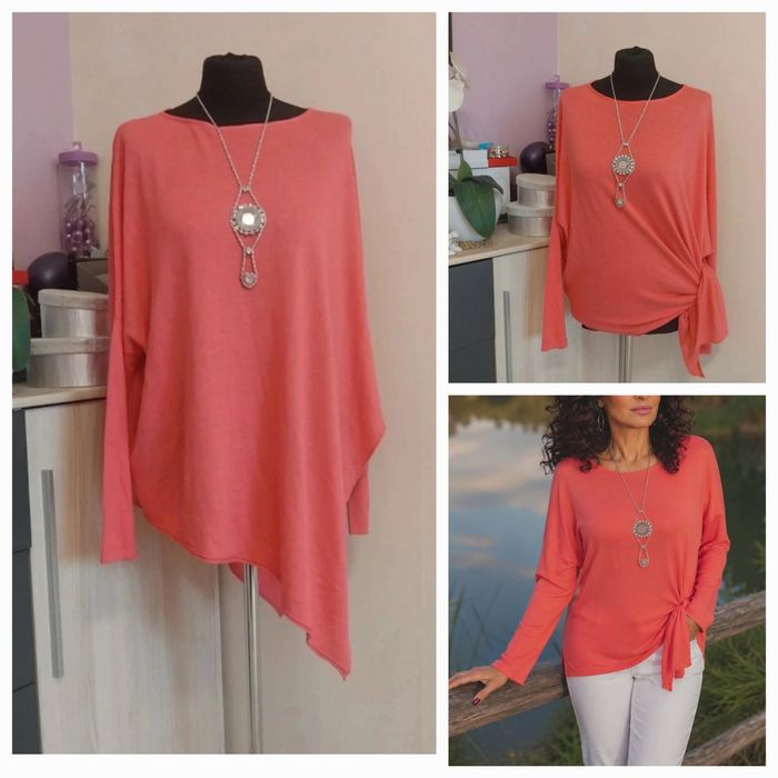 Sweter damski asymetryczny skos