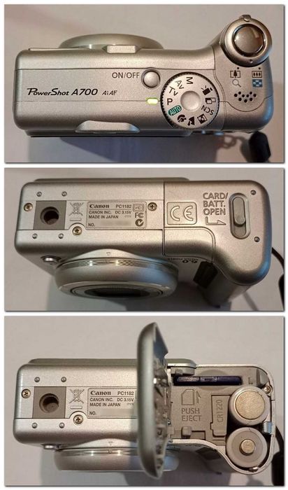 Винтажный цифровой фотоаппарат Canon PowerShot A700 В КОРОБКЕ + карта 4GB + кабели + документы + чехол, б.у.