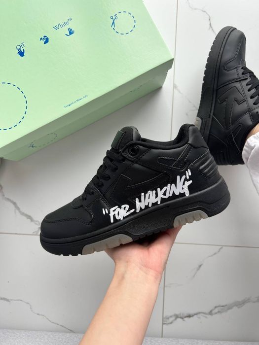 Кросівки Off-White Out of Office Black White For Чорні шкіряні