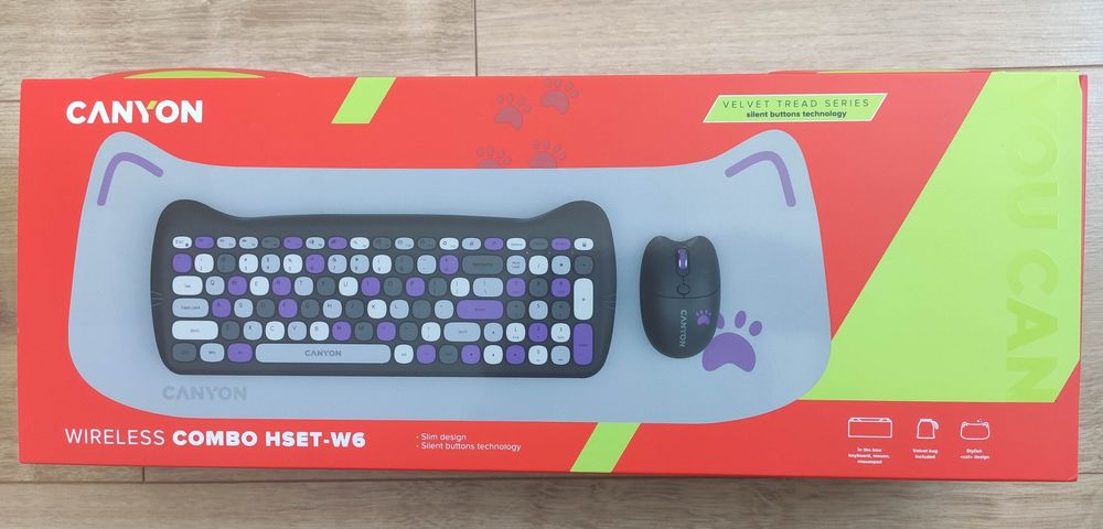 Bezprzewodowa klawiatura i mysz CANYON Violet