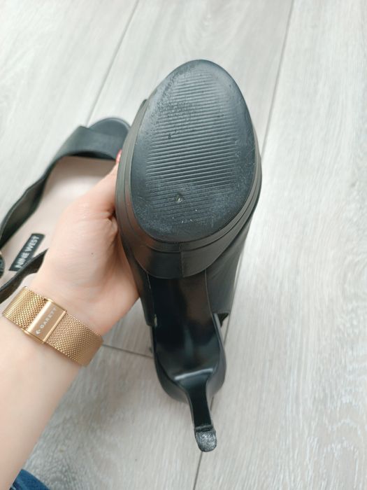 Czarne skórzane buty damskie szpilki sandały na obcasie 36 eleganckie