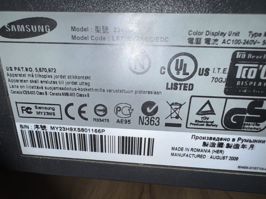 LCD монітор Samsung Syncmaster 2343BW