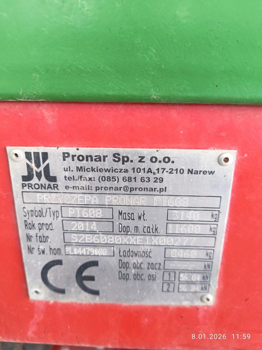 Przyczepa Pronar 8 ton