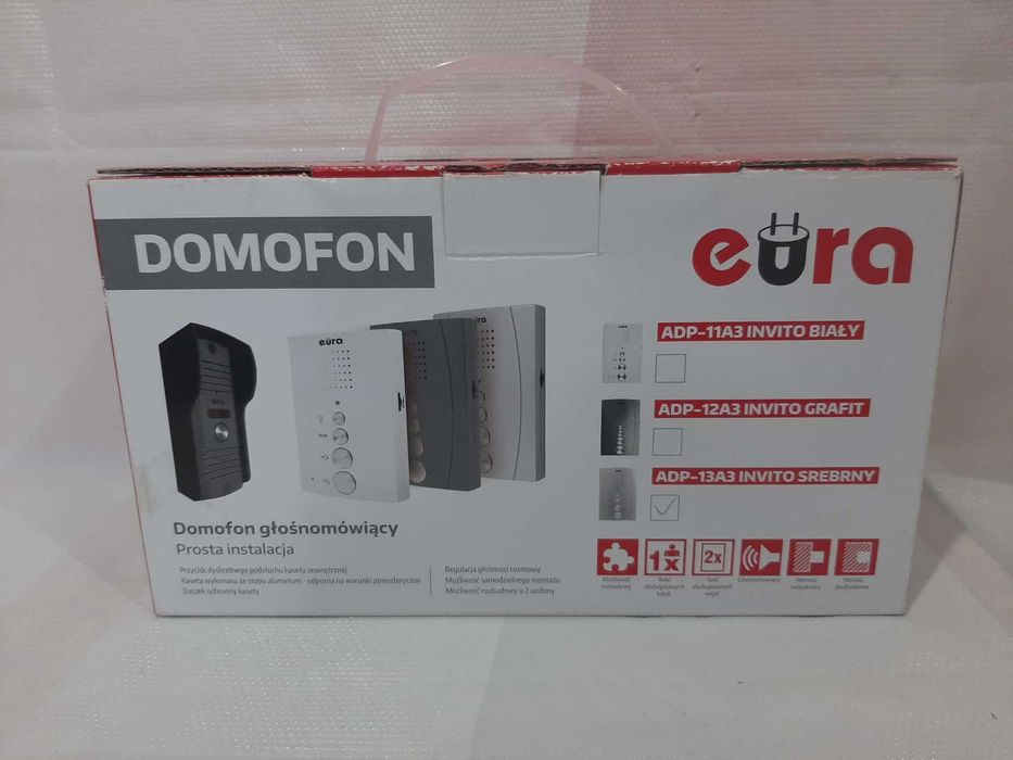 Domofon  ''EURA'' ADP-13A3 ''INVITO'' SREBRNY głośnomówiący